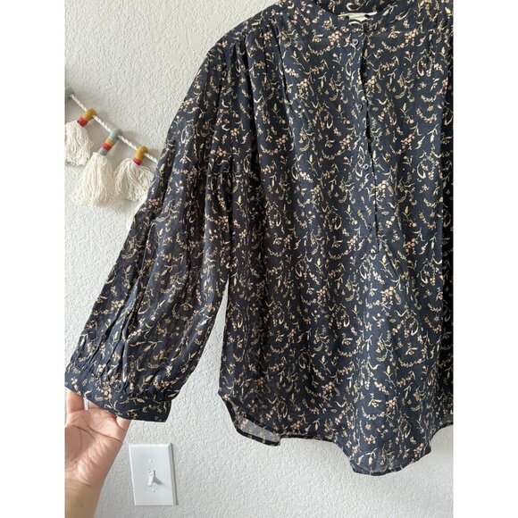 H&M 100% Cotton Floral Poplin Button Front Oversized Top Fairy Coquette Boho L - Picture 6 of 9